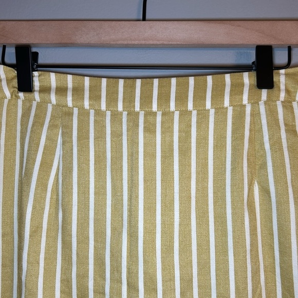 Altar’d State A-Line Button Front Skirt, S, Stripes, Mustard Yellow/Green, Bow - Picture 6 of 9